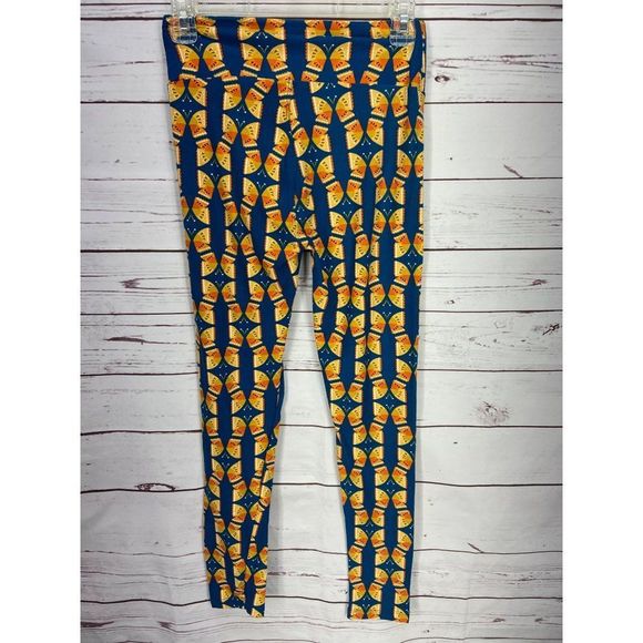 LuLaRoe Leggings OS One Size Navy Blue Orange Yellow Butterfly Watermelon - Picture 2 of 6